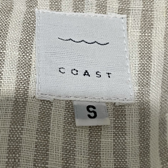 Coast 100% Linen Striped Longline Oversized Button Front Top Size Small - Picture 9 of 10